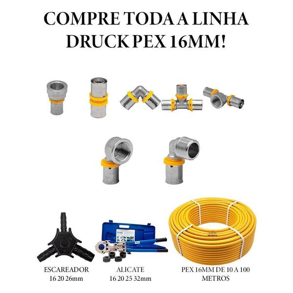 Imagem de Kit Tubo Pex Flex Amarelo UV 16MM de 10M Com Cotovelos 1/2F - Druck