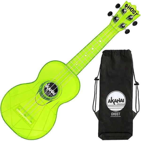 Imagem de Kit Ukulele Akahai Ghost Soprano Acústico Hawaii Lemon Transparente Ux01