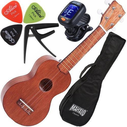 Imagem de Kit Ukulele Mahalo Soprano Acústico Natural Aquila Rainbow