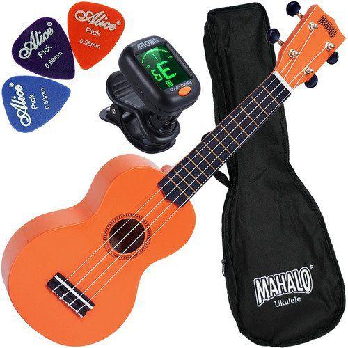 Imagem de Kit Ukulele Mahalo Soprano Laranja Aquila Rainbow Mr1or