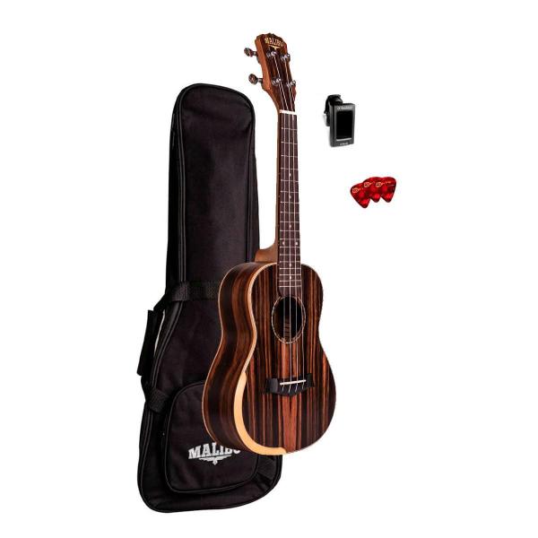 Imagem de Kit Ukulele Malibu Concert 23Esc Ebano Tobaco Com Bag Afinad