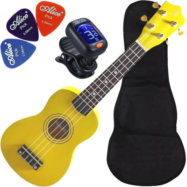 Imagem de Kit Ukulele Soprano Acústico Uks-01 YL Amarelo Andaluz Ux01