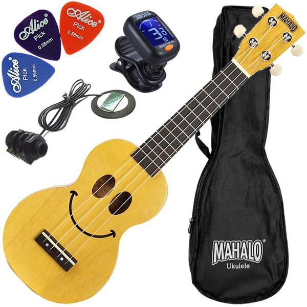Kit Ukulele Soprano Elétrico Mahalo Série U-Smile Amarelo C/ Capa Ux04 Imagem de Kit Ukulele Soprano Elétrico Mahalo Série U-Smile Amarelo C/ Capa Ux04