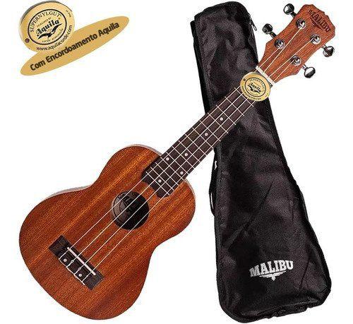 Imagem de Kit Ukulele Soprano Eletroacústico Cordas Aquila 21s Malibu