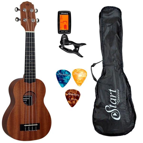 Imagem de Kit Ukulele Soprano Giannini Acústico GUK-21 Walnut Satin (WS)