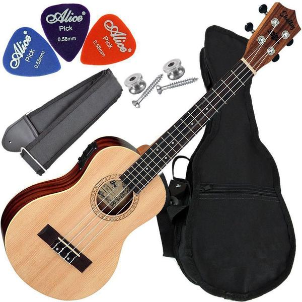 Imagem de Kit Ukulele Tenor Eletroacústico Eq Ativo Shelby Su25Re