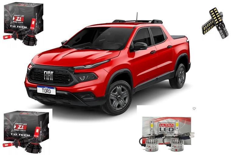 Imagem de Kit ultra led fiat toro farol alto baixo e milha z1 9000 lumens com canceler 