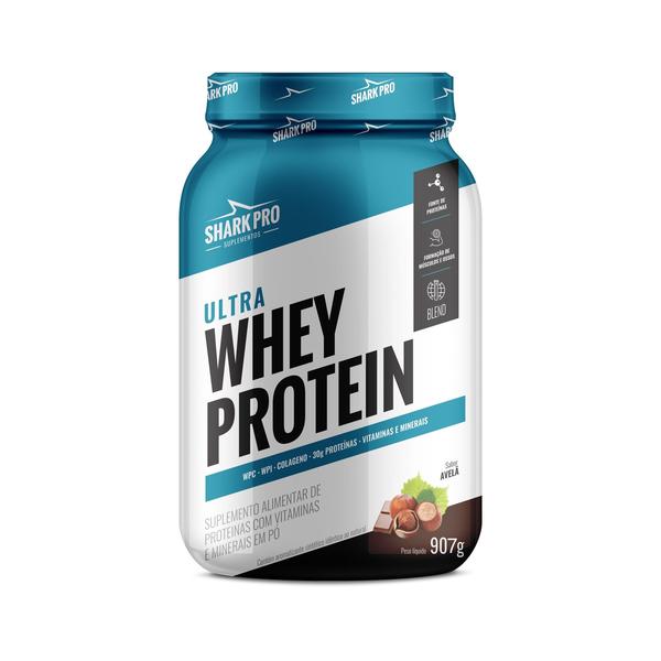 Imagem de Kit Ultra Whey Protein Chocolate Com Avela 907g Shark Pro + Creatina Monohidratada 300g Shark Pro