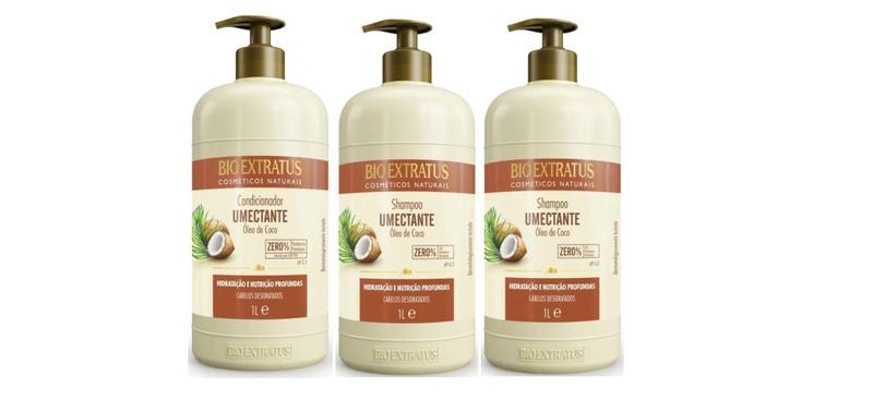 Imagem de Kit Umectante Bio Extratus (2x Shampoo 1L / 1x Condicionador 1L) Hidratação e Nutrição