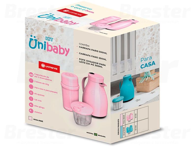 Imagem de Kit Unibaby Conjunto De Garrafas Térmicas Quente E Frio + Pote Dosador Para Leite Em Pó Unitermi