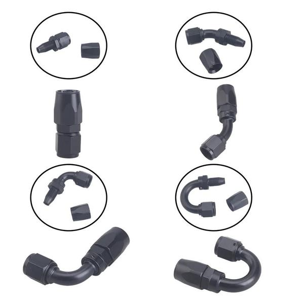 Kit Universal de Mangueiras Giratórias AN4 AN6 AN8 AN10 AN12 - 4 Unidades Retas e 4 a 45° Imagem de Kit Universal de Mangueiras Giratórias AN4 AN6 AN8 AN10 AN12 - 4 Unidades Retas e 4 a 45°