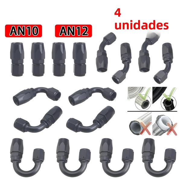 Kit Universal de Mangueiras Giratórias AN4 AN6 AN8 AN10 AN12 - 4 Unidades Retas e 4 a 45° Imagem de Kit Universal de Mangueiras Giratórias AN4 AN6 AN8 AN10 AN12 - 4 Unidades Retas e 4 a 45°