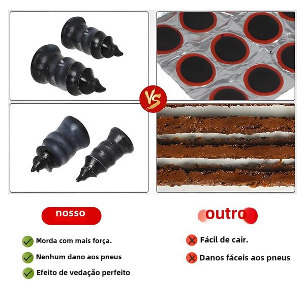 Imagem de Kit Universal de Reparo de Pneus de Carro - 21 a 10 Peças com Unhas de Borracha