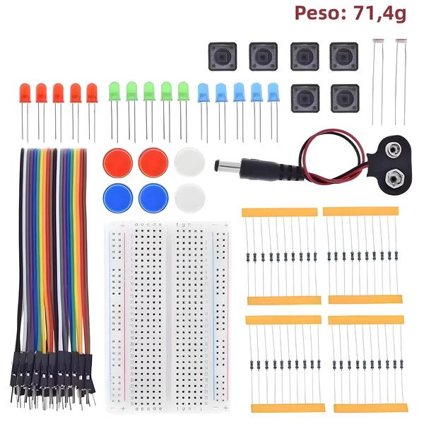 Imagem de Kit UNO R3 Mini Starter para Arduino - com LED, Jumper e Botão