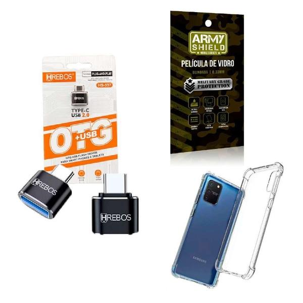 Imagem de Kit Usb Para Tipo C + Capinha Samsung S10 Lite + Película 3D