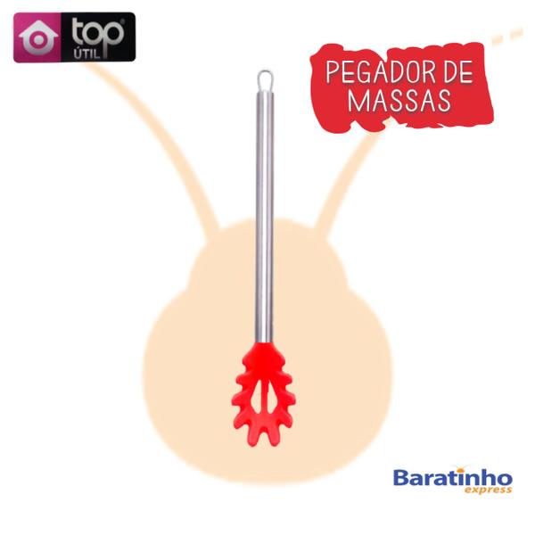 Imagem de Kit Utensílios 4 Peças De Silicone Cabo Aço Inox Vermelho