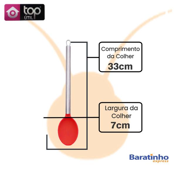 Imagem de Kit Utensílios 4 Peças De Silicone Cozinha Cabo Aço Inox