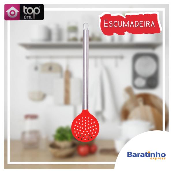 Imagem de Kit Utensílios 4 Peças De Silicone Vermelho Cabo Aço Inox