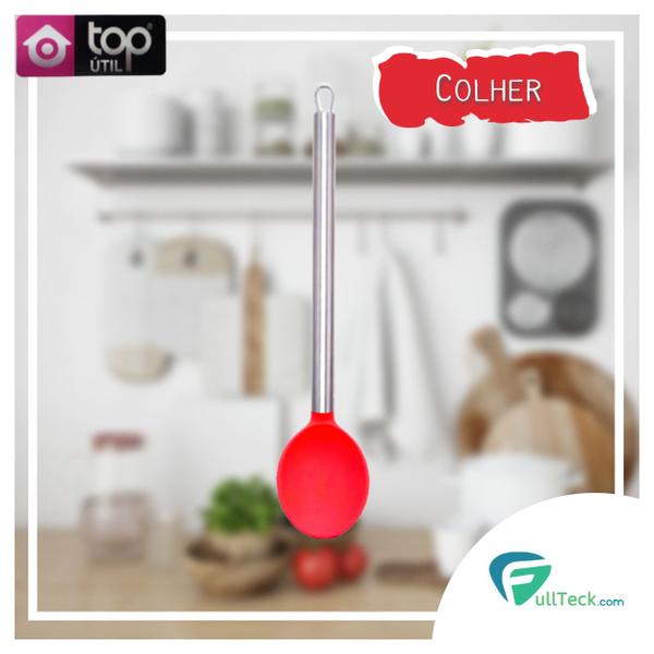 Imagem de Kit Utensílios 6 Peças De Silicone Cozinha Cabo Aço Inox