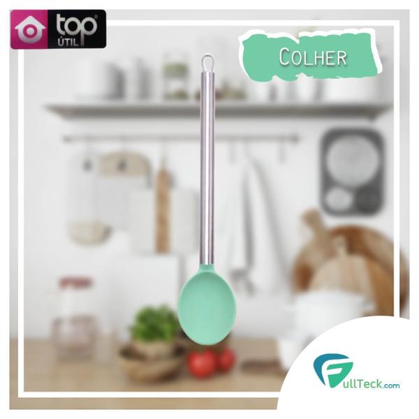 Imagem de Kit Utensílios 6 Peças De Silicone Cozinha Cabo Aço Inox