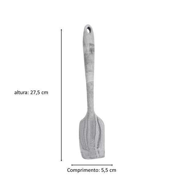 Imagem de Kit Utensílios Colher Concha Espátula Silicone Mármore 3 Pcs