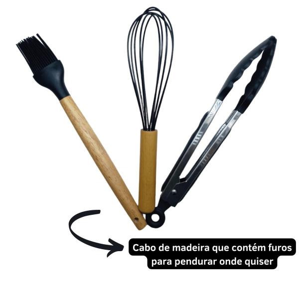 Imagem de Kit Utensílios Cozinha Silicone 12 Peças Antiaderente