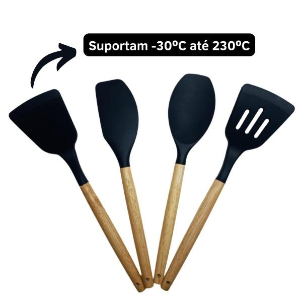 Imagem de Kit Utensílios Cozinha Silicone 12 Peças Antiaderente