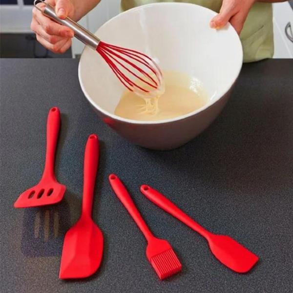 Imagem de Kit Utensílios Cozinha Silicone Espátula 5 Peças Collor