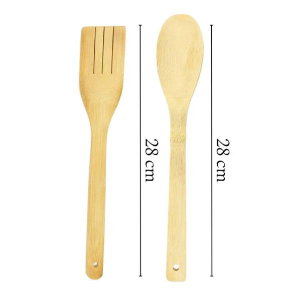 Imagem de Kit Utensílios Culinário de Bambu Com Suporte - 5 Peças