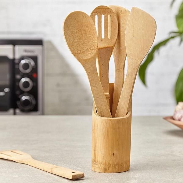 Imagem de Kit utensílios de bambu 4 peças-30cm