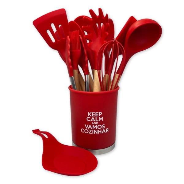 Imagem de Kit Utensílios de Cozinha Silicone 13 Peças Acessórios Inox