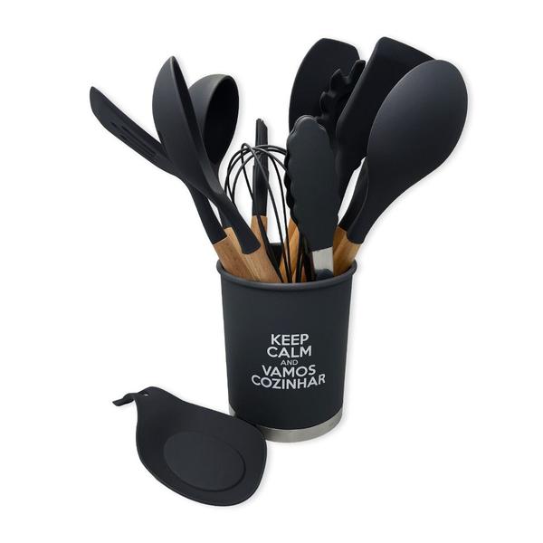 Imagem de Kit Utensílios de Cozinha Silicone 13pçs - Preto