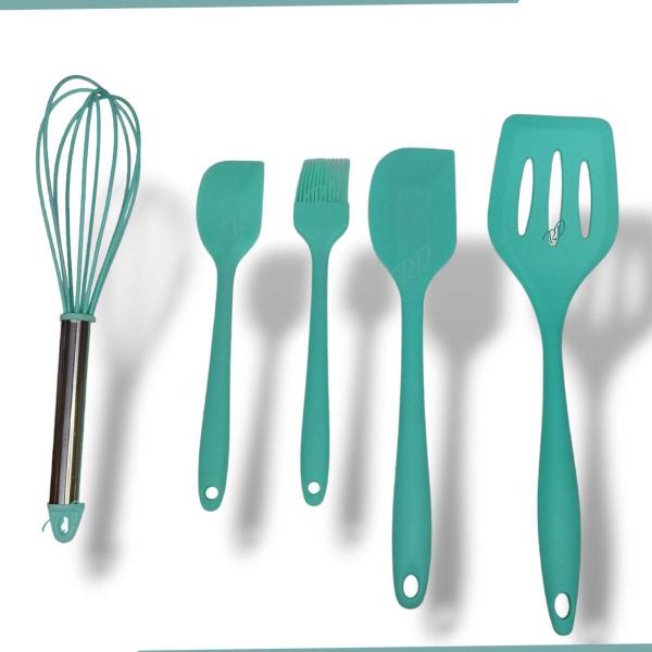 Imagem de Kit Utensílios De Cozinha Silicone, Espátulas, Pincél, Fuê