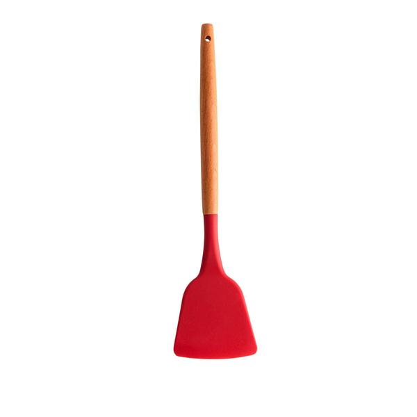 Imagem de Kit Utensílios de Cozinha Silicone Vermelho Com Cabo de Bambu Charmy 7 Peças