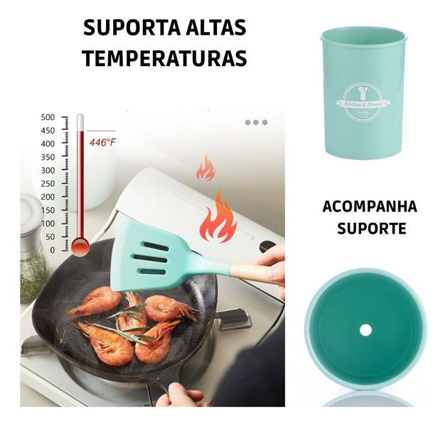 Imagem de Kit Utensílios De Cozinha Talheres De Silicone 12 Peças