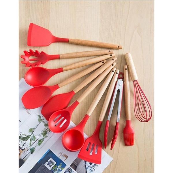 Imagem de Kit Utensílios De Cozinha Talheres Florida Kehome Vermelho