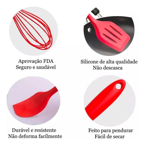 Imagem de  Kit Utensílios De Silicone Cozinha Conjunto 5 Peças Grande