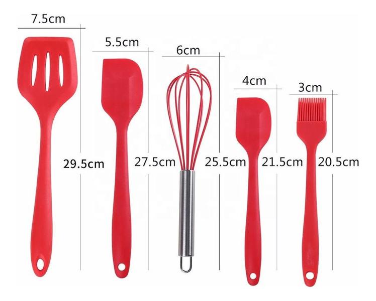 Imagem de  Kit Utensílios De Silicone Cozinha Conjunto 5 Peças Grande