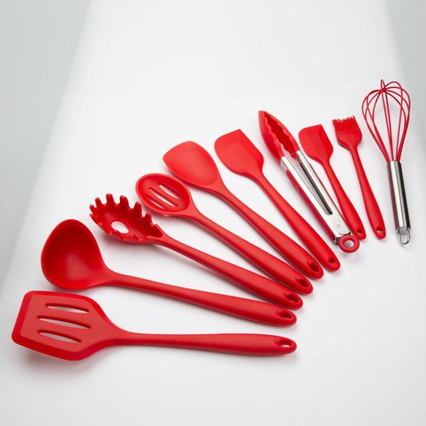 Imagem de Kit Utensílios De Silicone Cozinha Espátula Colher 10 Peças