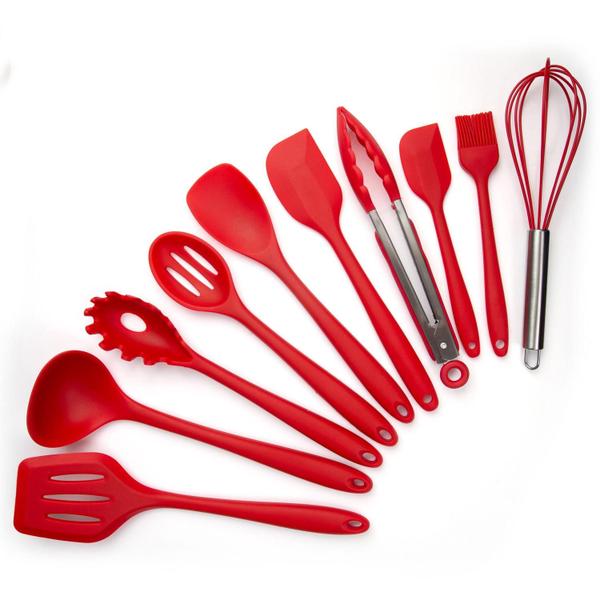 Imagem de Kit Utensílios De Silicone Cozinha Espátula Colher 10 Peças