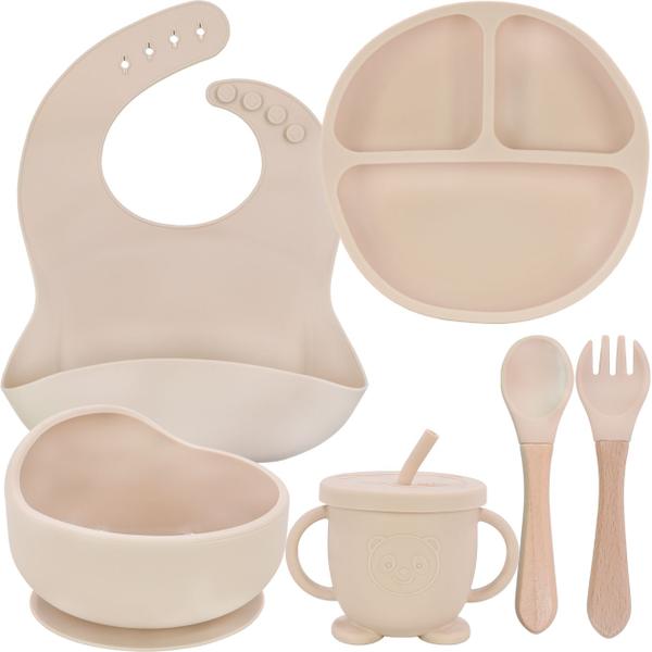 Imagem de Kit Utensílios Infantil Silicone 6 Peças Bebê Crianças Copo