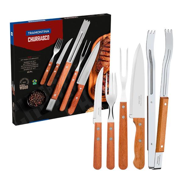 Imagem de Kit Utensílios Para Churrasco 15 Peças Completo Tramontina