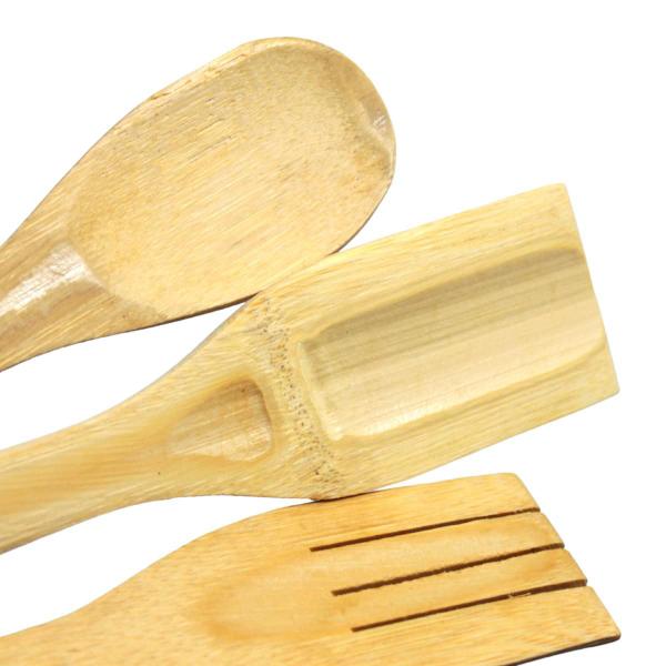 Imagem de Kit utensilios para cozinha de bambu com 3 peças