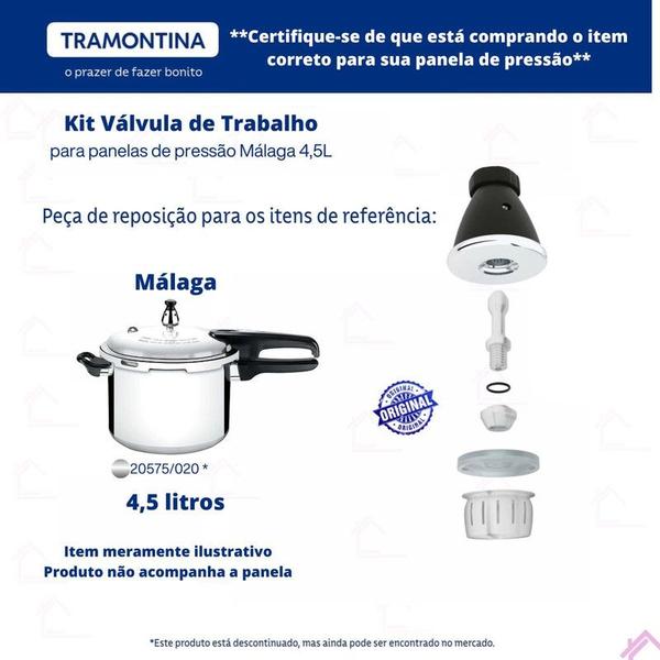 Imagem de Kit Válvula De Trabalho Original Panela Pressão Tramontina Málaga 4,5L