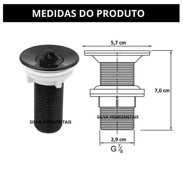 Imagem de Kit Válvula Preta Lavatório 7/8 Cuba Sifão Sanfonado