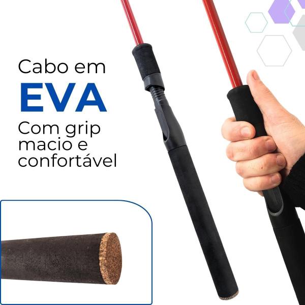 Imagem de Kit Vara Pesca 1,80M Fibra De Carbono + Molinete Alumínio 14