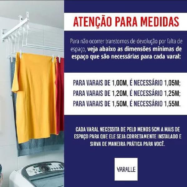 Imagem de Kit Varal 1,20 metro com 10 varetas + Vareta Mais + Prendedores