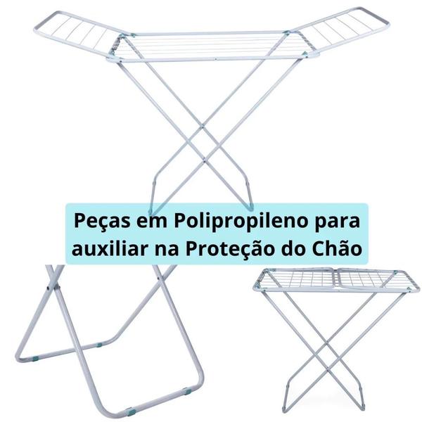 Imagem de Kit Varal de Chao Branco com Abas 1,43 Metros + 8 Protetores de Varal  Mor 