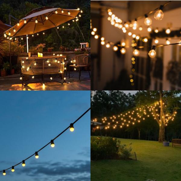 Imagem de Kit Varal De Luz Ip65 5mts + 5 Lâmpadas Led BolinhaCordão Blindado Decoração Jardim Quintal Festa