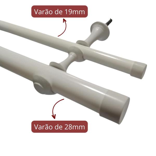 Imagem de Kit varão duplo de aço 2 metros 28mm ecowood com pintura eletrostática